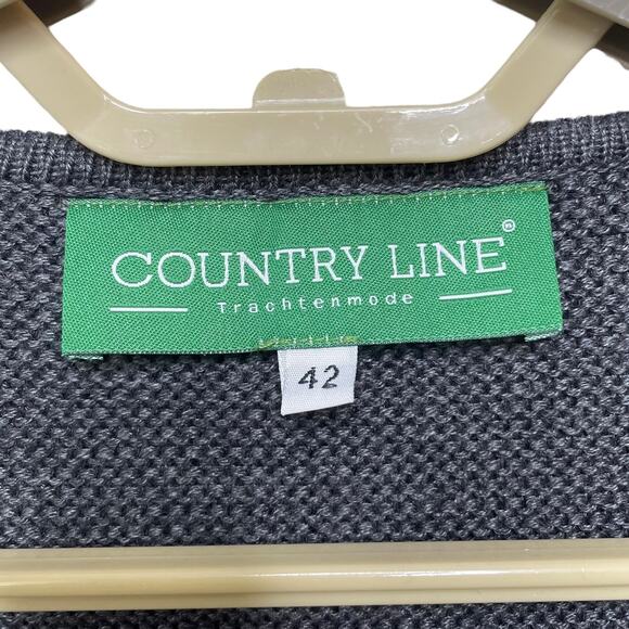 NEW Country-Line Trachtenmode Austrian Dark Gray Cardigan Sweater US 6 EU 42 - Picture 7 of 12